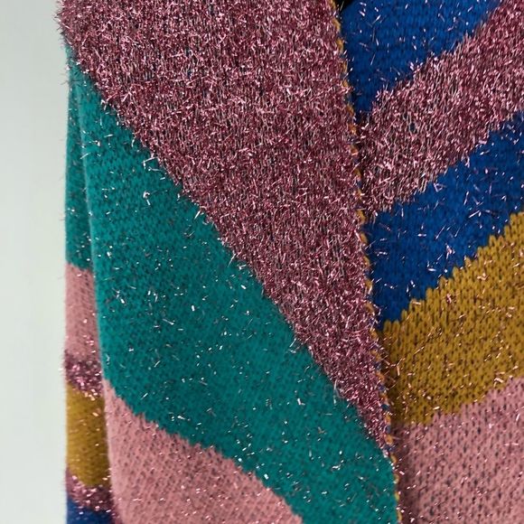 Leith Multicolor Metallic Tinsel Colorblock Knit Long Scarf Shawl Wrap NWT - Picture 6 of 11